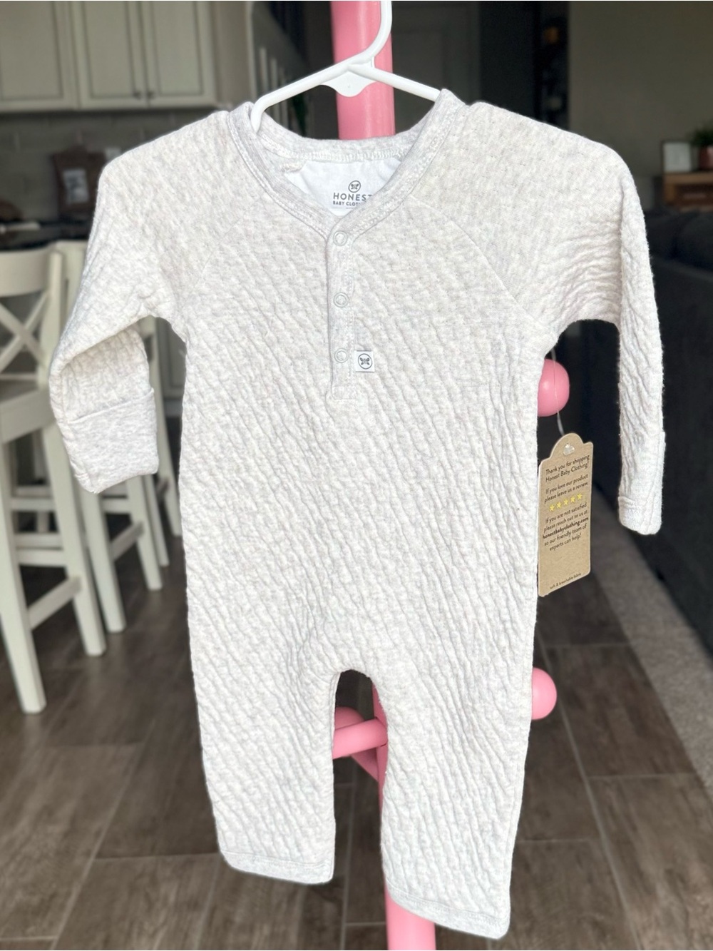 The Honest Co. Cream Quilted Newborn One-Piece NWT